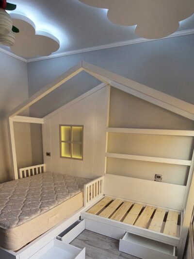L shape house bed