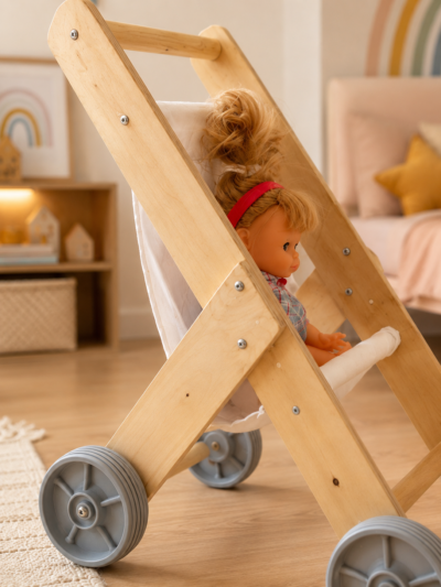 Wooden Doll Stroller